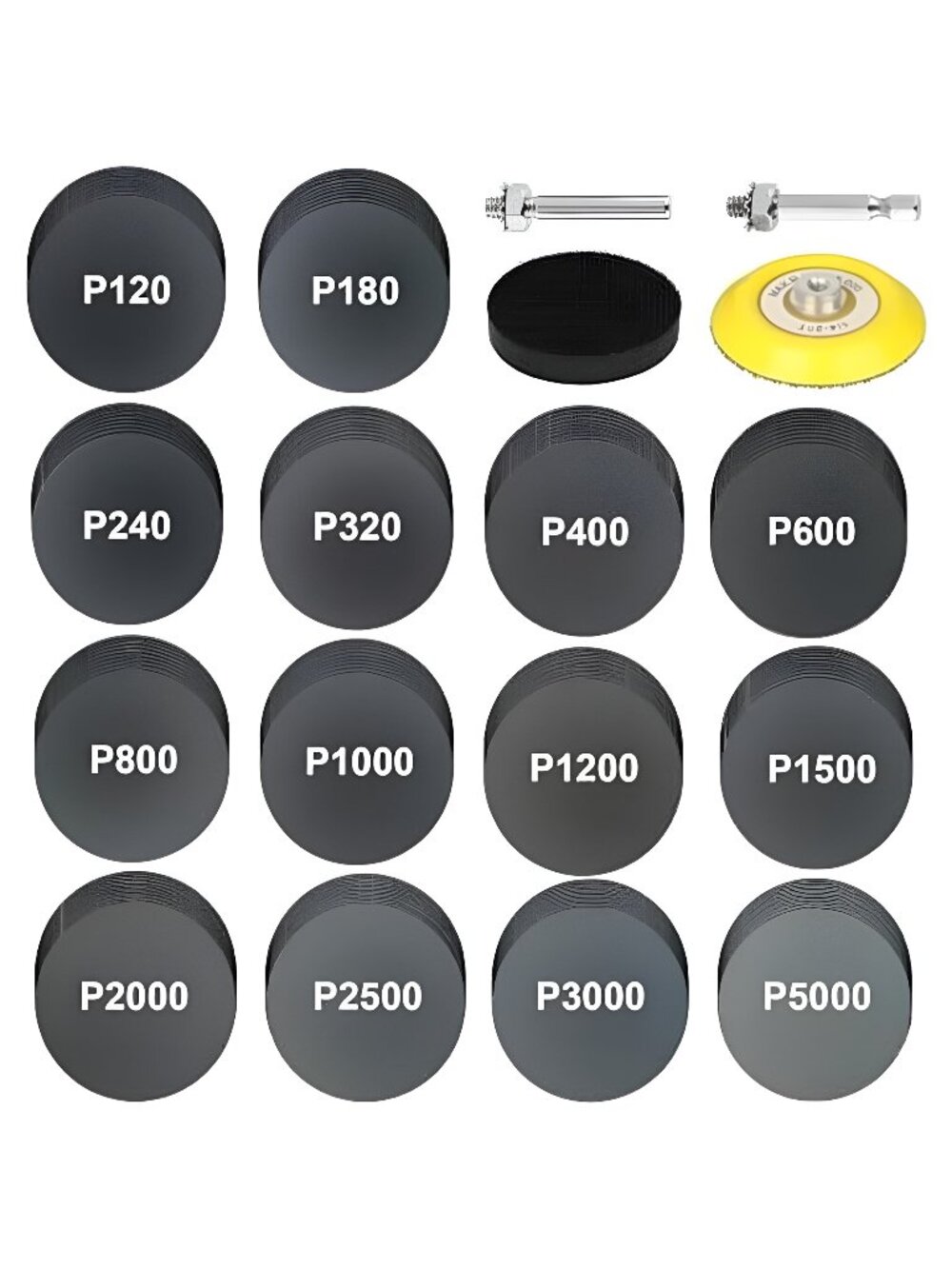 140 Pcs 3 Inch Sanding Discs Kit, Drill Sanding Attachment, 120-5000 Grit - F2
